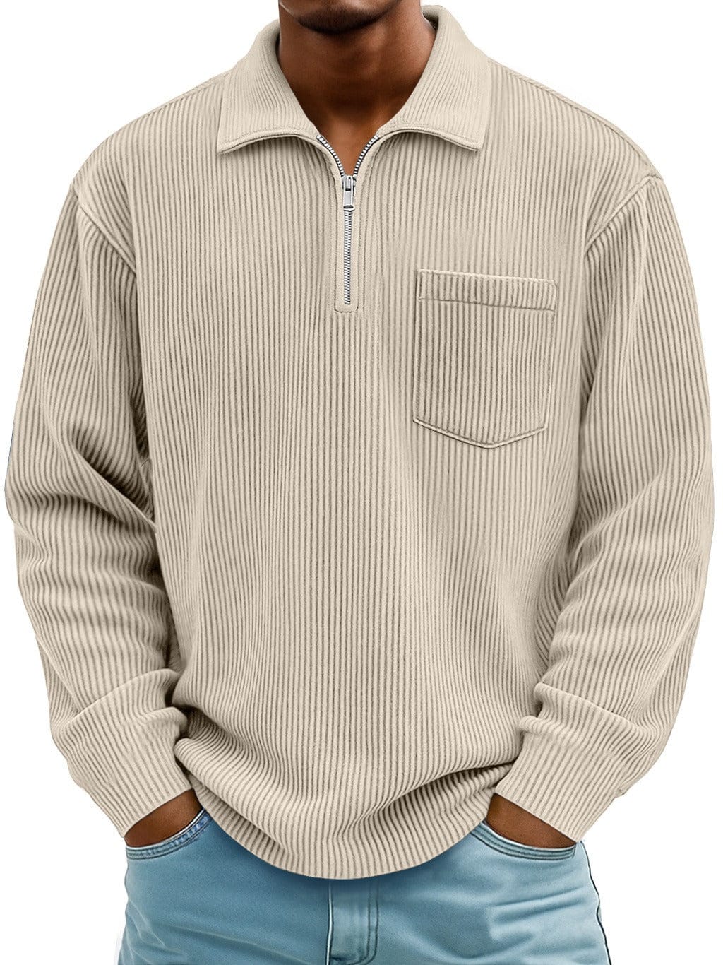 André Ferran Corduroy Collar Quarter-Zip