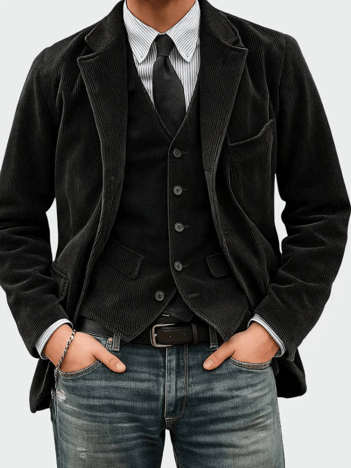 André Ferran Gentleman Corduroy Jacket + Vest Set