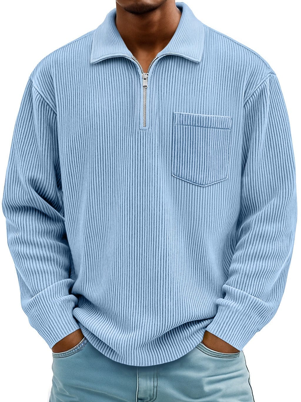 André Ferran Corduroy Collar Quarter-Zip