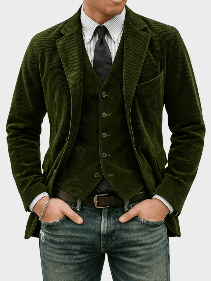 André Ferran Gentleman Corduroy Jacket + Vest Set