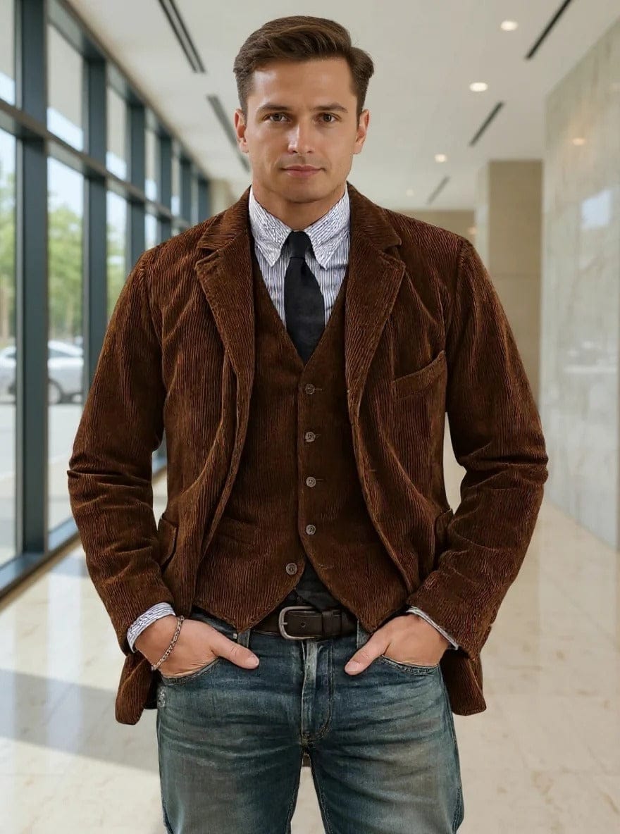 André Ferran Gentleman Corduroy Jacket + Vest Set