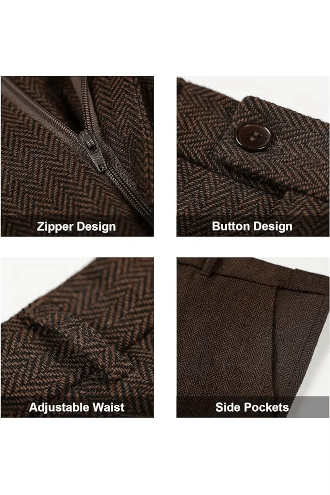 Men's Retro Tweed Herringbone 3 Piece Suit