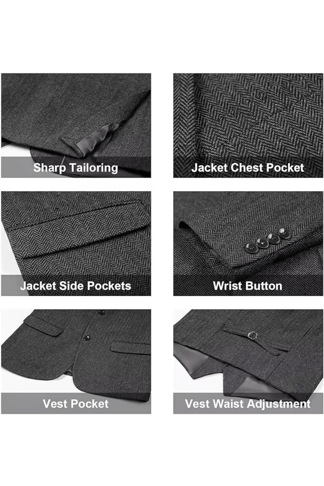 Men's Retro Tweed Herringbone 3 Piece Suit