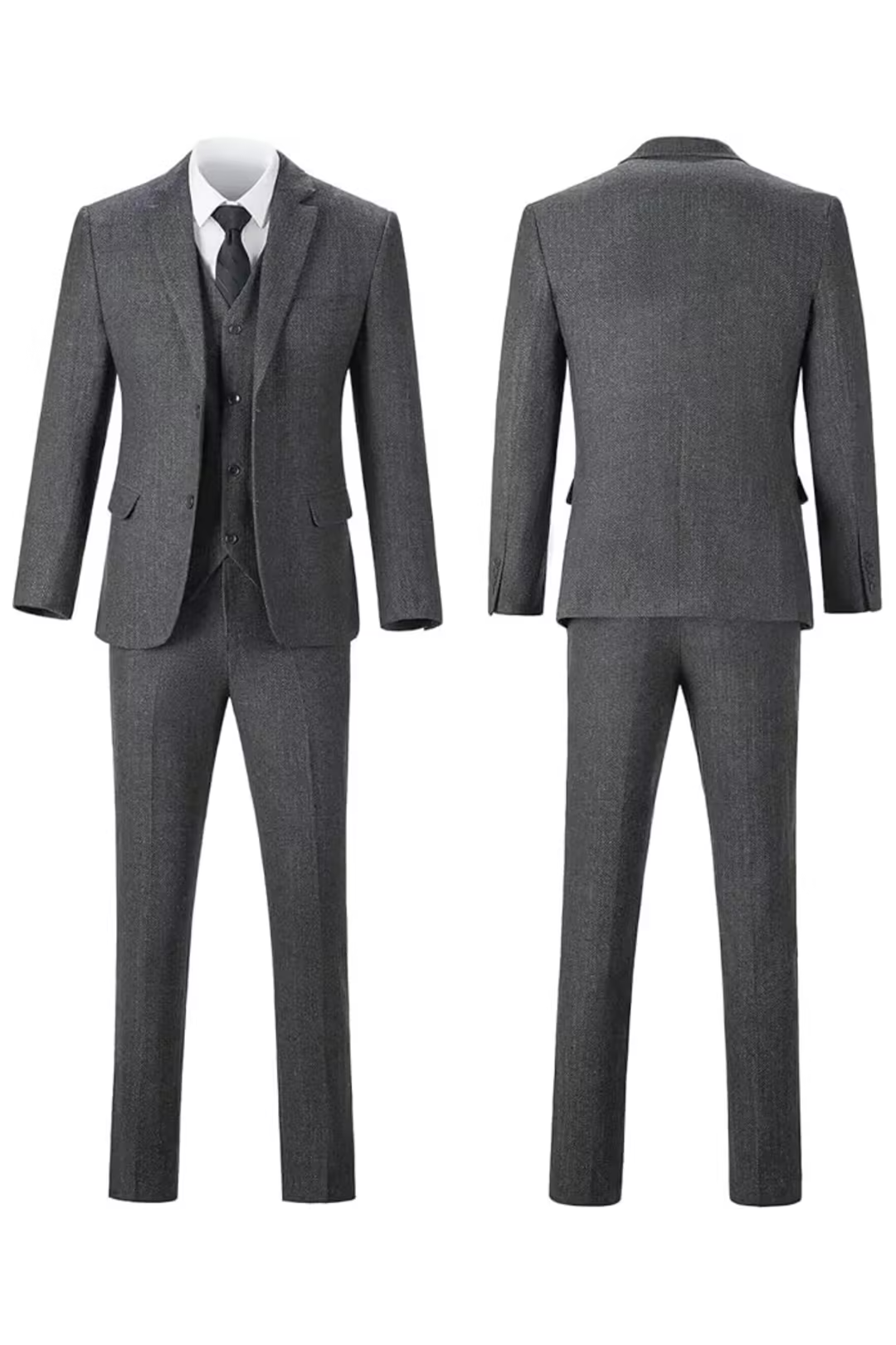 Men's Retro Tweed Herringbone 3 Piece Suit