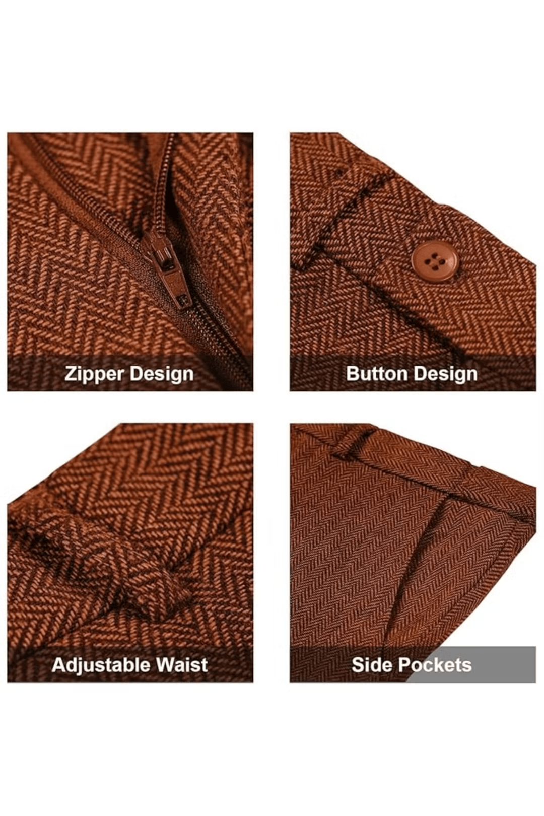 Men's Retro Tweed Herringbone 3 Piece Suit