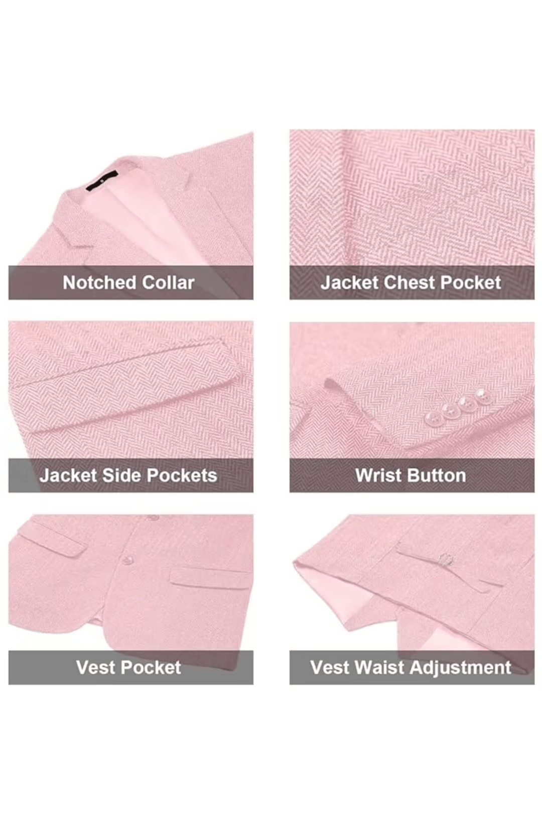 Men's Retro Tweed Herringbone 3 Piece Suit