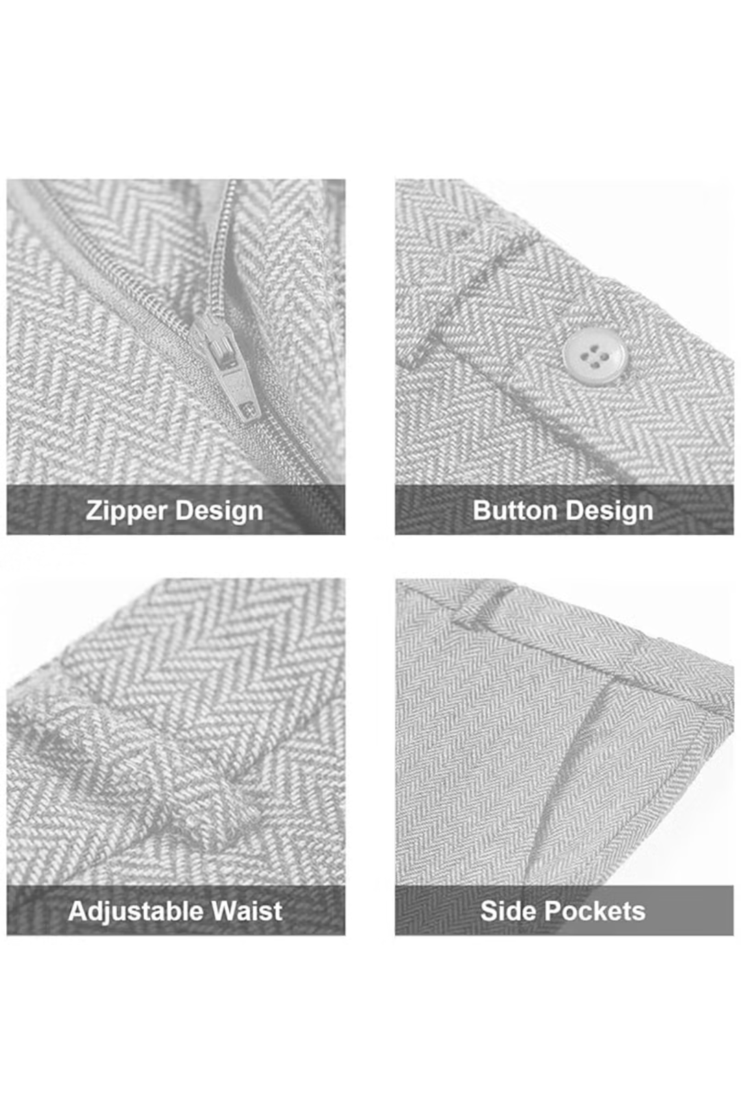 Men's Retro Tweed Herringbone 3 Piece Suit